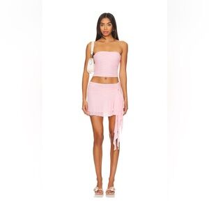 Indah Niko Tube Top in Soft Pink rabbit large ruched crop top